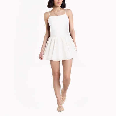 White Bud Suspender Dress