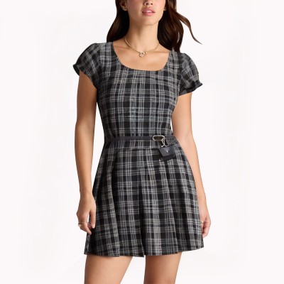 Retro Plaid Waist Dress