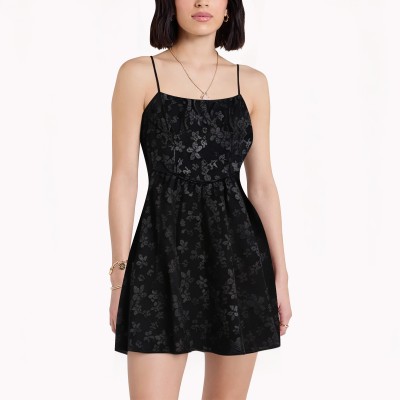 Waist Hugging Jacquard Little Black Skirt