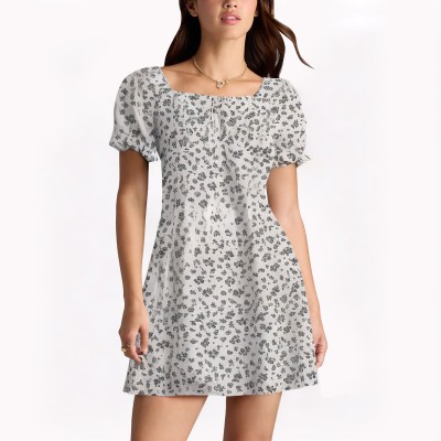 Square Neck Floral Dress