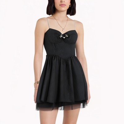 Summer Black Suspender Dress
