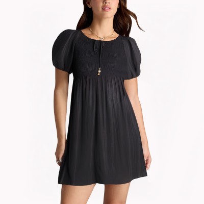 Small V Neck Elegant Lace Up Dress