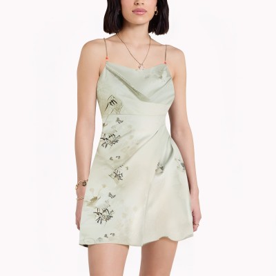 Plant Print Suspender Dress