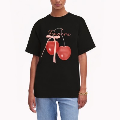 Cherry Print Short Sleeve T Shirt