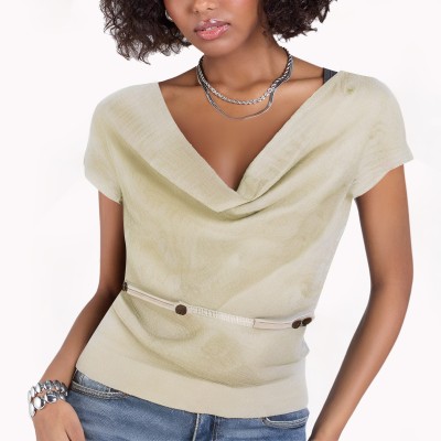 Lace Suspenders Fake Two-Piece Short Sleeves