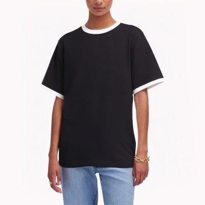 Contrast Collar Short Sleeve T shirt