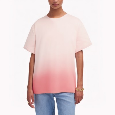 Fashionable Pink Gradient Short Sleeved T Shirt