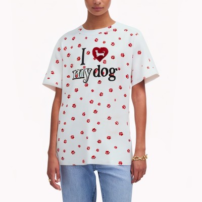 Dog Paw Full Print Short Sleeved T Shirt