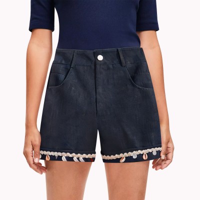 Shell Decorated Wide Leg A Line Shorts