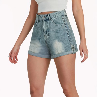 Light Colored High Waist Denim Shorts