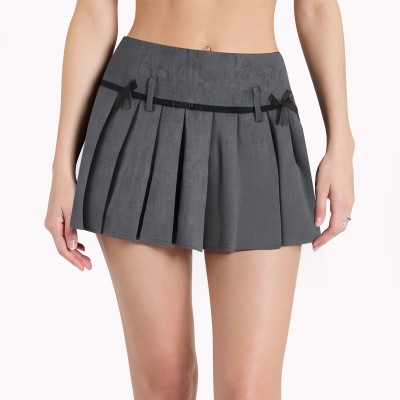 Bow Decorated Pleated Skirt