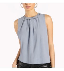 Braided Collar Sleeveless Top