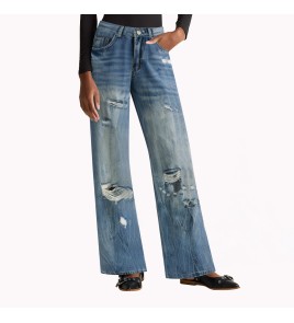 Denim Blue Ripped Jeans