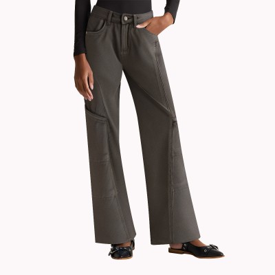 Gray Multi Pocket Workwear Wide Leg Jeans