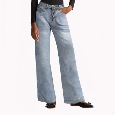 Light Blue High Waist Wide Leg Jeans